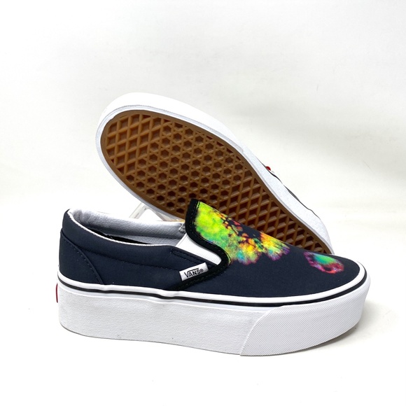 VANS Classic Slip On Stackform Black Multi Women Canvas Size Sneaker VN0A7Q5RBML - Picture 5 of 10